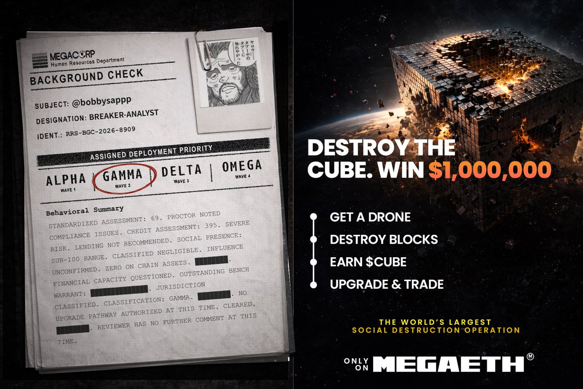 They scanned my entire on-chain history. I passed. Wave 2 clearance. @megacorphq

megacorp.global/rrs/intake/ear…