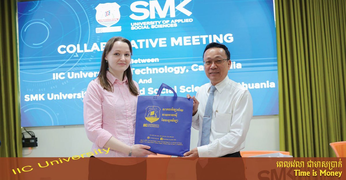 IIC1999's tweet photo. តំណាងសាកលវិទ្យាល័យ SMK UNIVERSITY OF APPLIED SCIENCES មកពីប្រទេសលីទុយអានី ទ្វីបអឺរ៉ុប បានមកជួបពិភាក្សា​ជាមួយគណៈគ្រប់គ្រង​របស់សាកលវិទ្យាល័យ​ IIC https://t.co/iHeQxQzWCt