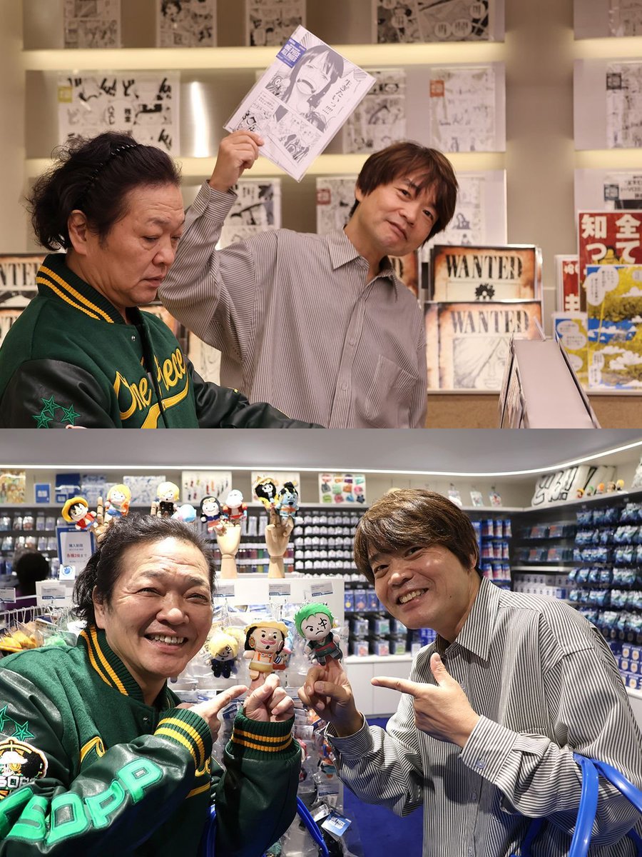 Zoro and Usopp voice actors having fun at the onepiece base shop