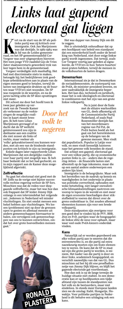 Goede column van Plasterk

In steeds meer Europese landen zien we de omslag: Italië, Hongarije, Slowakije. Voor politieke partijen in Nederland is dit behalve een uitdaging ook een kans (ook voor links) 🎯