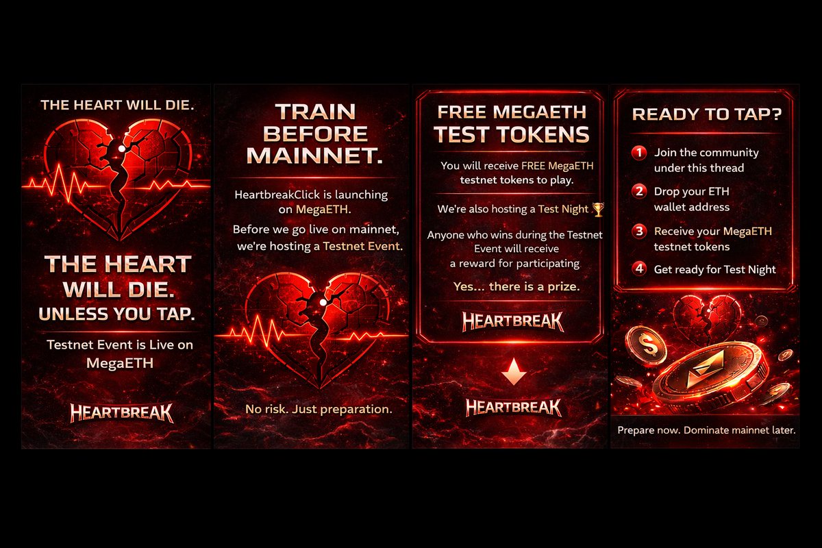 The Heart is alive… but not for long.

Before we go MAINNET, we’re hosting a Testnet Event 🧊

This is your chance to:

✅ Test the game mechanics
✅ Compete in a live tap battle
✅ Win prizes
✅ Prepare for mainnet opportunities

How it works:

💔 Tap to keep the heart alive
⚡