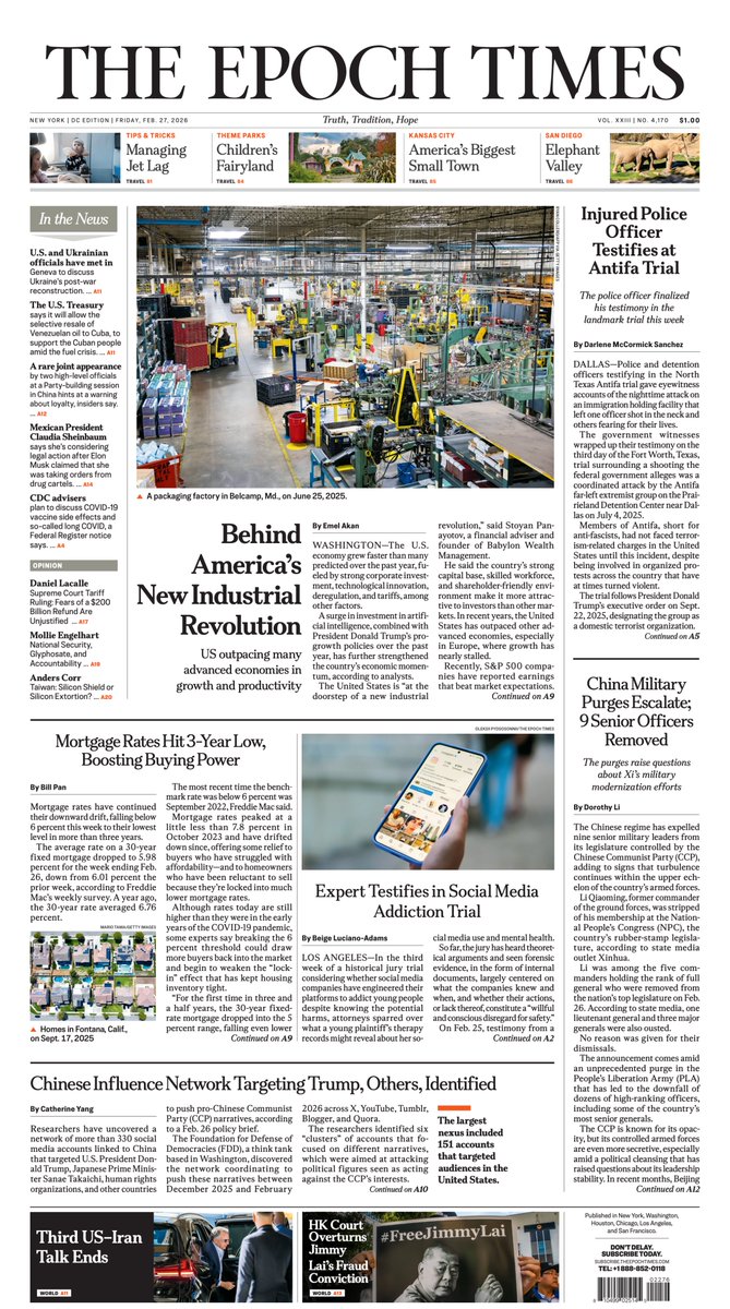 Early look at the front page of The Epoch Times.         

Tap and hold the image to load in 4K.