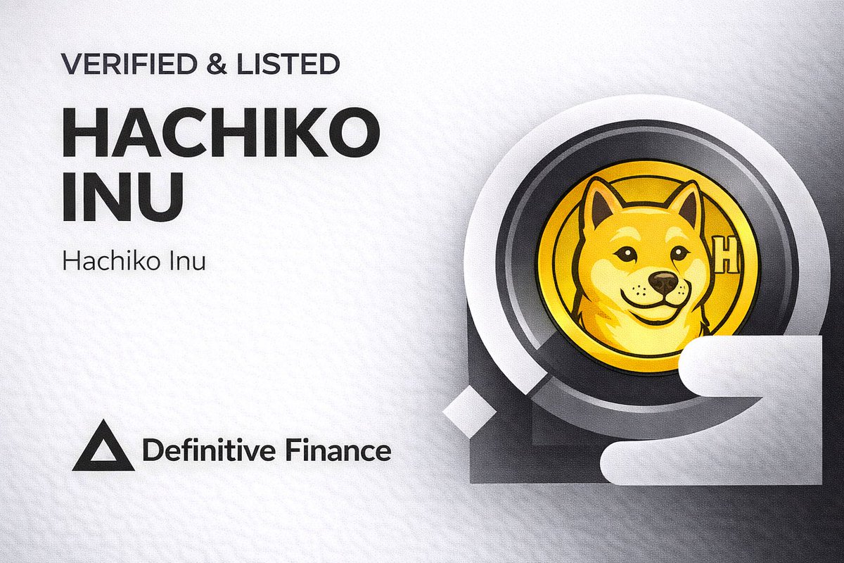 HachikoInuCTO's tweet photo. Hachiko is Listed & Verified on Defitinive Finance 🔥

$HACHIKO is now Verified with Definitive Finance, a DeFi trading and aggregation platform focused on optimized execution and liquidity routing. This improves accessibility, enhances on-chain visibility, and strengthens Hachiko’s presence within active DeFi trading flows. 💎

It aggregates the best routes for swaps, liquidity, and yield strategies, reducing slippage and saving time. 🐕

https://t.co/KzdZUWQzHV
