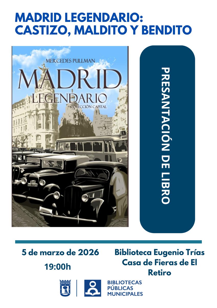 MercedesPullman's tweet photo. Madrid tiene más fantasmas que semáforos. Ven a descubrirlos en la presentación de Madrid Legendario. Historia, misterio y verdad sin maquillaje. 🔥📖
#presentacionlibro #Madrid #libros https://t.co/tS5C4ezvCU