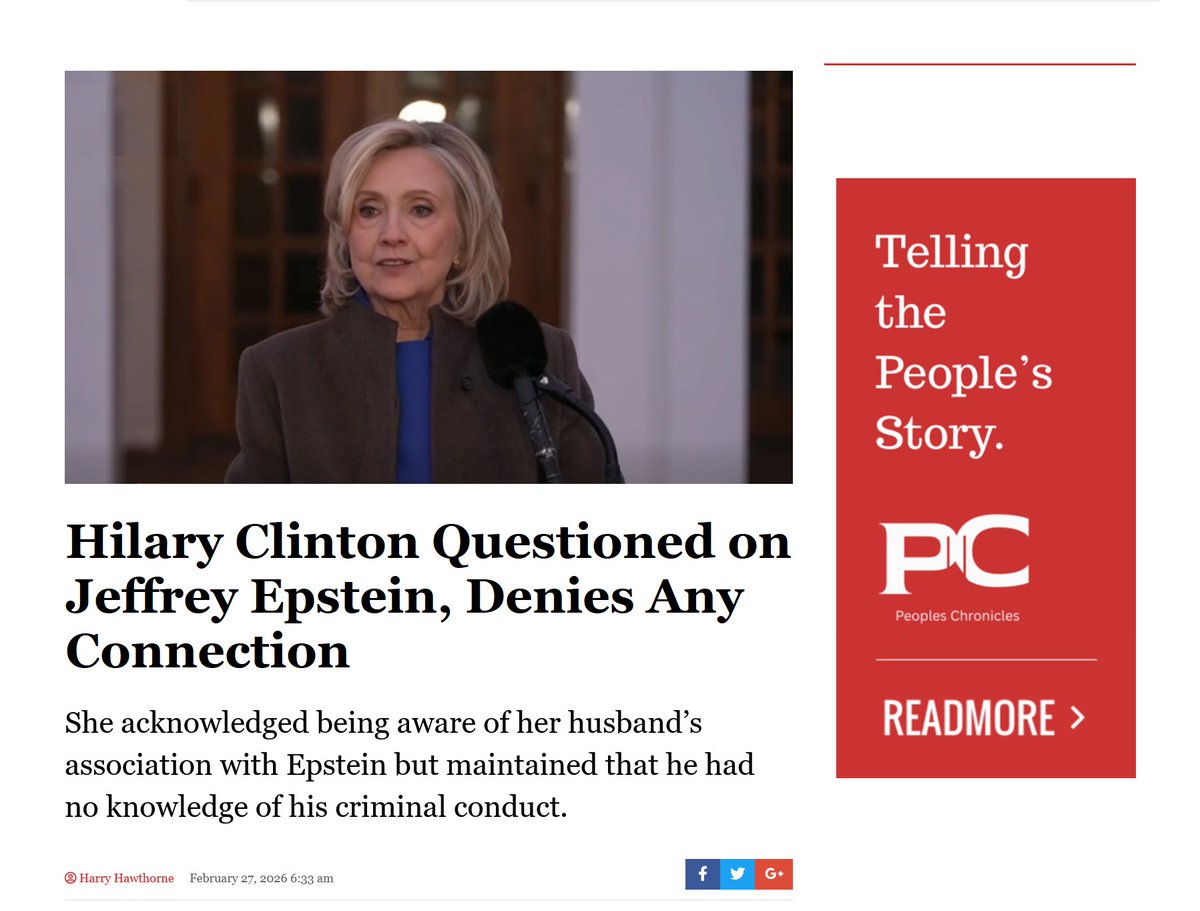 SochimaMbanali's tweet image. Former U.S. Secretary of State Hillary #Clinton has been questioned about her relationship with the late financier #JeffreyEpstein, as renewed public scrutiny surrounds figures once connected to him

peopleschronicles.com/hilary-clinton…

#peopleschronicles #DonaldTrump