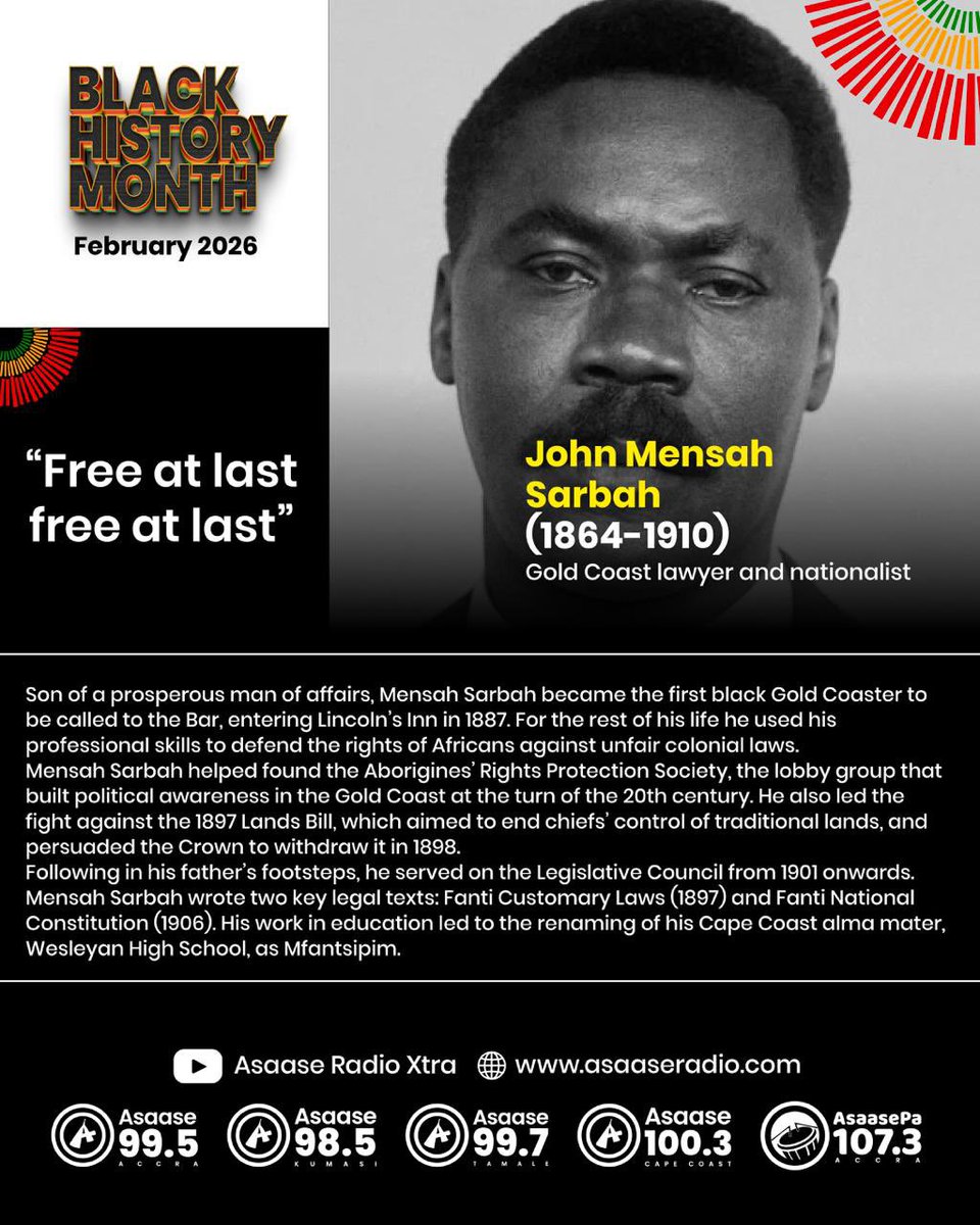 NDagaati's tweet photo. #BlackHistoryMonth 2026 on @asaase99.5 unearths stories known and unknown, shining the spotlight on #African heroes – from Amílcar Cabral to Edna Ismail to Moro Naba Wobogo.
“Free at last … free at last”
Martin Luther King
#Mossi | #HBCU | #MensahSarbah | #Lumumba | https://t.co/siL8wqnw3F