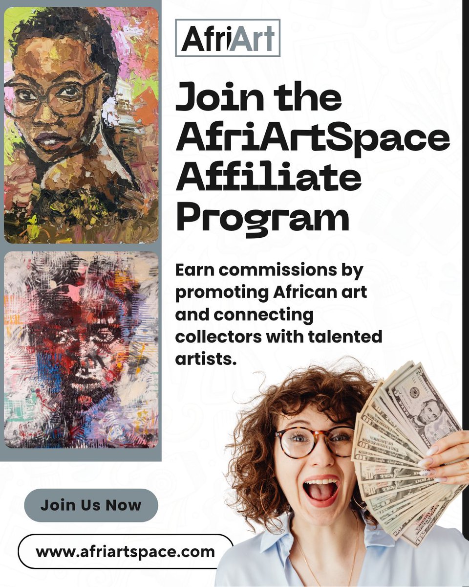 afriartspace's tweet photo. Join the African Art Affiliate Program 🎨🌍

Promote African artworks and earn with https://t.co/Ype5WKH4KV #AfricanArt #Afriartspace #ArtAffiliate #SupportArtists #AfricanCreativity #ArtCollectors #EarnWithArt #GlobalArt #ArtPromotion #ArtLovers https://t.co/skWU7KzHS5