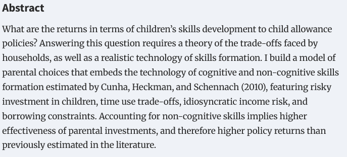 JEEA_News's tweet photo. Forthcoming article "Policies for Early Childhood Skills Formation: Accounting for Parental Choices and Noncognitive Skills" by Iacopo Morchio
@EEANews @OUPAcademic

https://t.co/NRucsXOphe https://t.co/KwIOUlzO9j