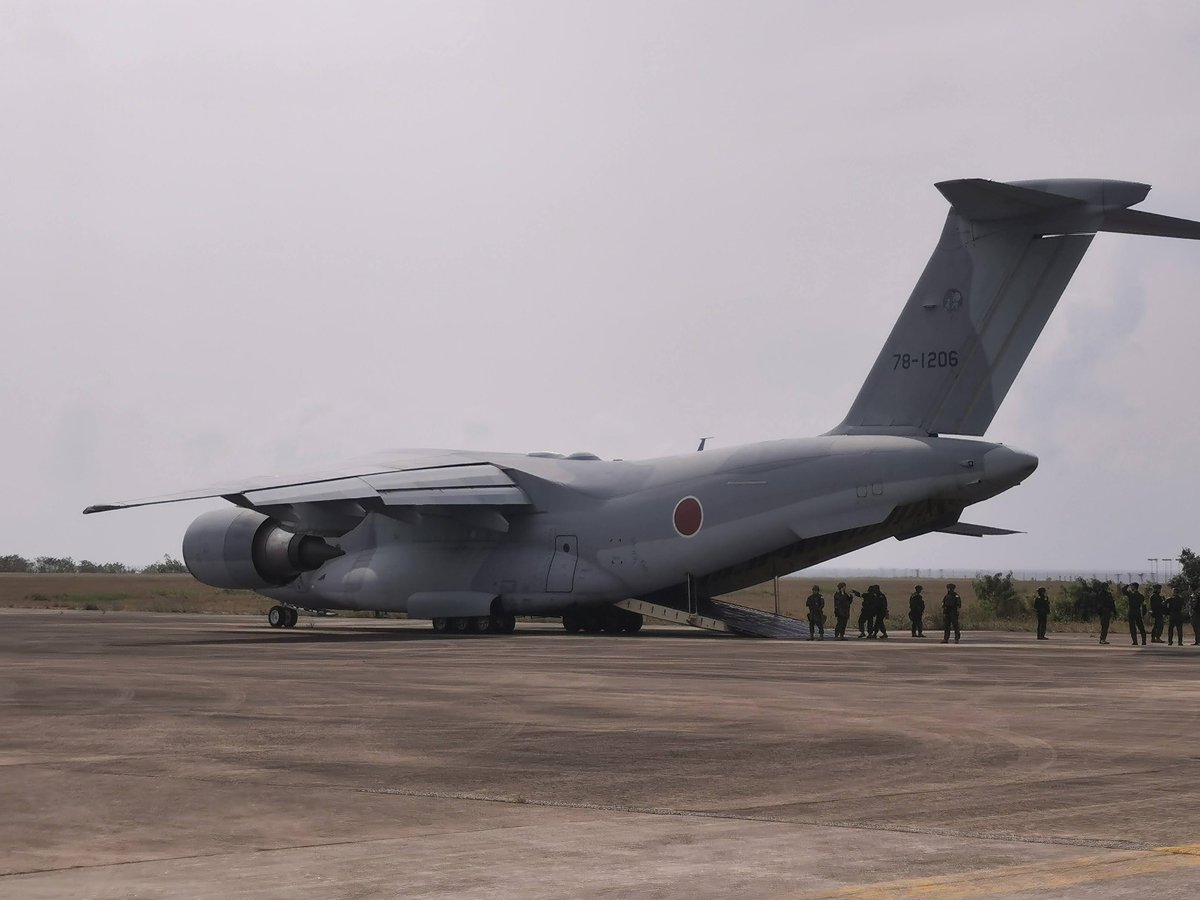 aag_th's tweet photo. 🇹🇭🇯🇵During NEO/RJNO in the exercise #CobraGold2026 on 26 February 206 
seen #JASDF Kawasaki C-2 transport #aircraft deployed in #Thailand (not sure is it first time)
#AirFoce @JASDF_PAO_ENG @ExerciseCG https://t.co/kbGCHuoTFo
