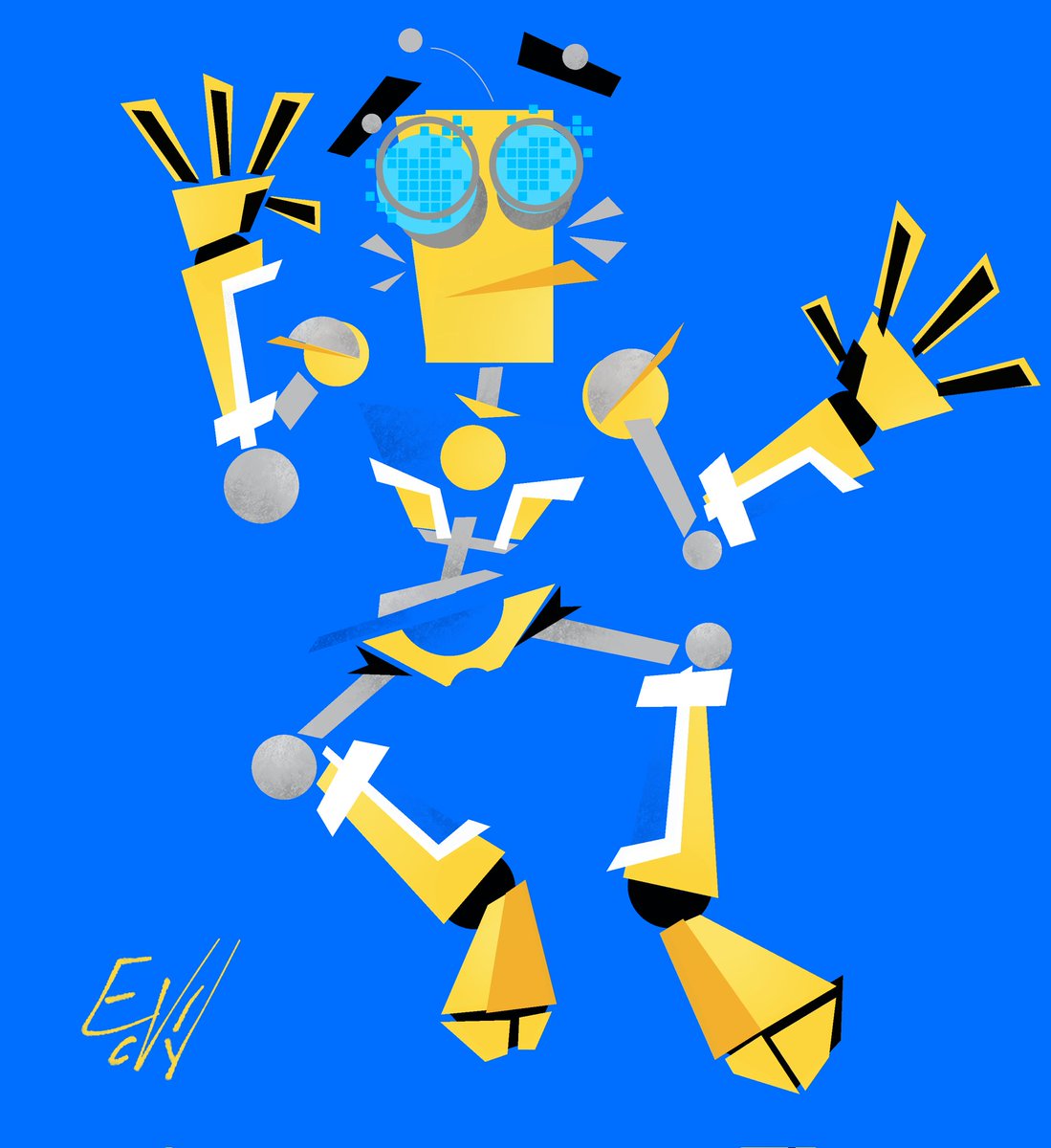 Evilcry17's tweet photo. Bolts and Blip characters but it's abstract 
#boltsandblip #bolts #blip #saedee #Robots https://t.co/ciZoekJWxT