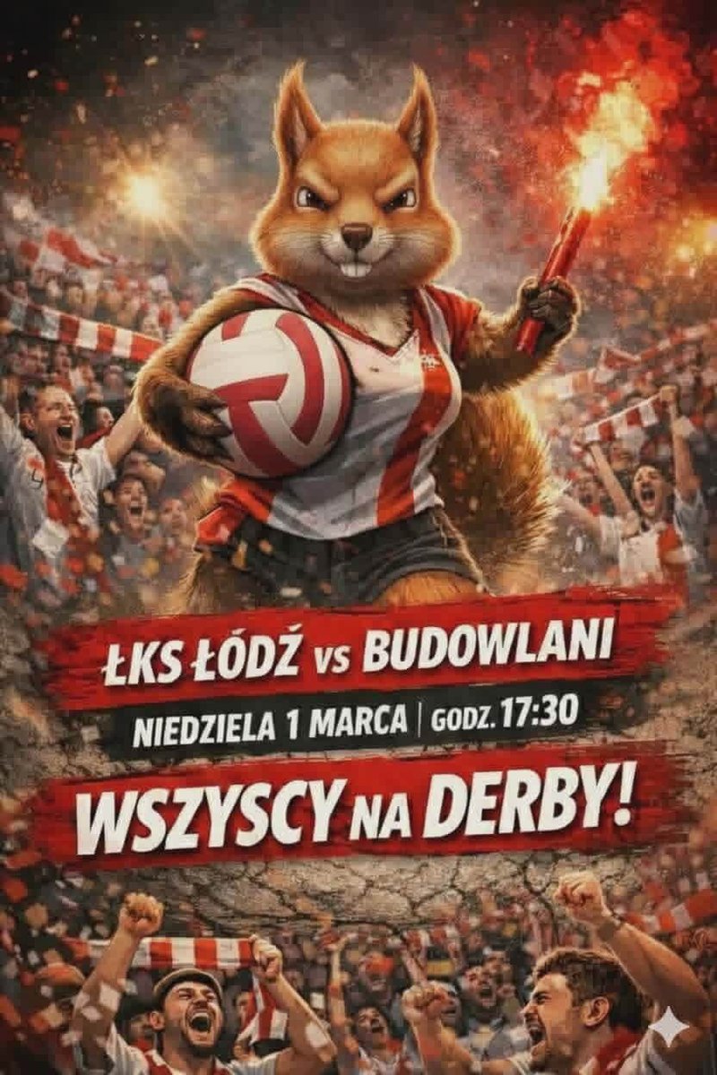 Hej #Łodzianie 👋🏼 

W niedzielę wszyscy na derby 🏐🐿️ <a href="/LKS_Commercecon/">ŁKS Commercecon Łódź</a> 🤍❤️🤍