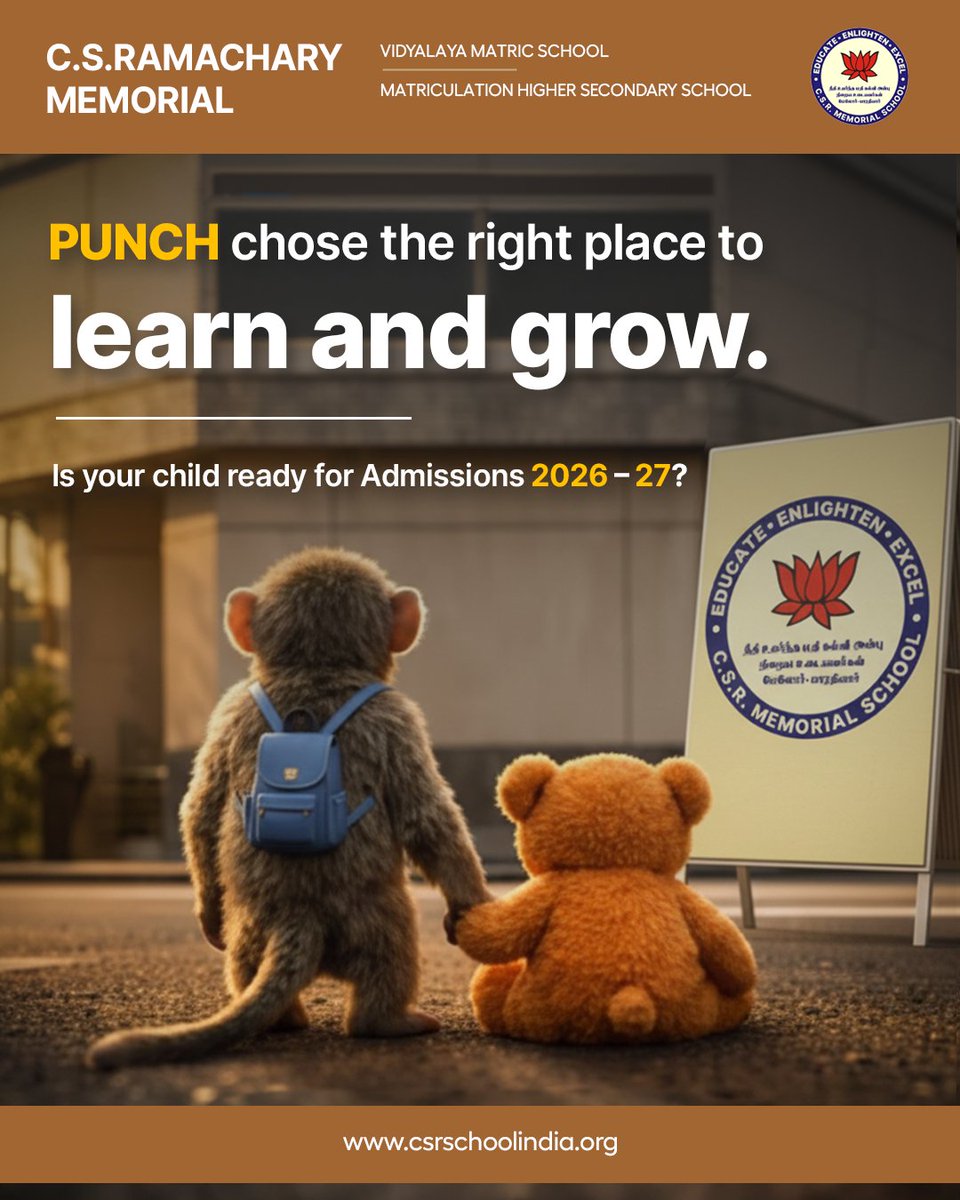 CSR_School's tweet photo. Like Punch choosing the perfect toy, every child deserves the right choice for learning.

Admissions 2026–27 are now open at our CSR School.

Is your child ready to choose the right school?

#csrschool #admissions2026 #chooseright #learningjourney #joyfuleducation #brightfuture https://t.co/wNrtAvo6GN