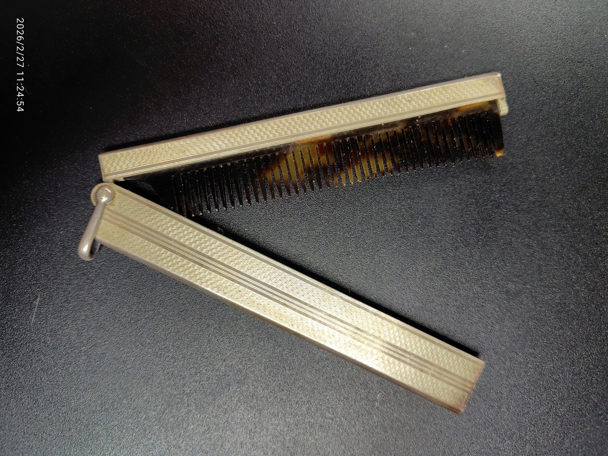 今日ご紹介するのは、銀と鼈甲でできた紳士用の折りたたみ櫛です