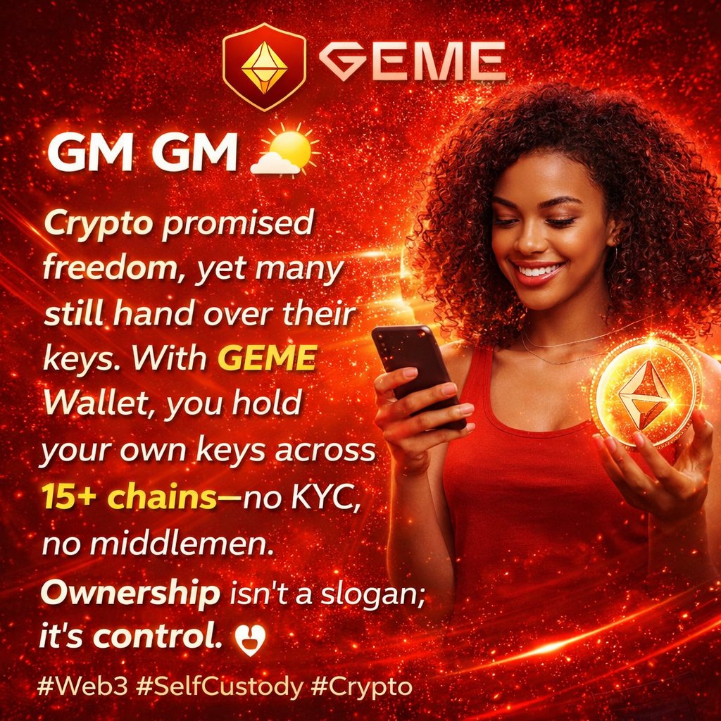 VCryptoInk's tweet image. GM GM 🌄 

Crypto promised freedom, yet many still hand over their keys. With @GemeWallet, you hold your own keys across 15+ chains—no KYC, no middlemen. Ownership isn’t a slogan; it’s control. 🔐 

#Web3 #SelfCustody #Crypto
@GemeWallet