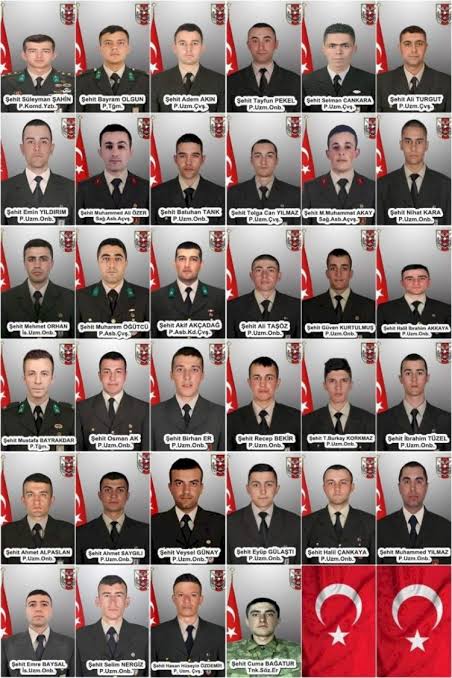 27 Şubat 2020'de Suriye'nin İdlib kentinde Rusya ve Devrik Esad rejimi tarafından gerçekleştirilen hava saldırısı sonucu şehit olan 34 Kahraman askerimizi saygı ve minnetle anıyoruz