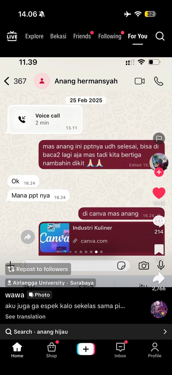 aduh ini lucu lagi, nge wa mas anang buat bikin ppt (konteks : ini temen kuliah s2 blio)