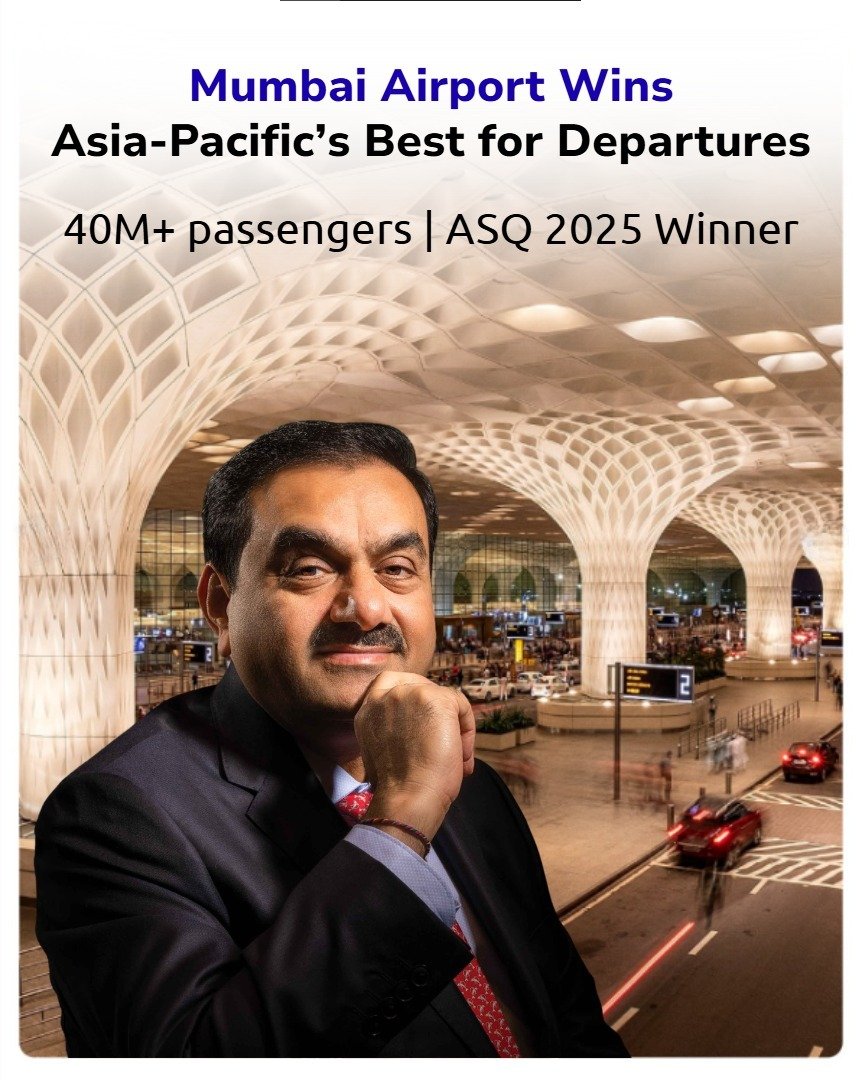 🚨 Adani-Operated #MumbaiAirport Bags ASQ 2025 Top Honour

Chhatrapati Shivaji Maharaj International Airport has been recognised as Asia-Pacific’s Best Airport for Departures (40M+ passengers).

Passenger-voted. Globally benchmarked. Operationally proven.