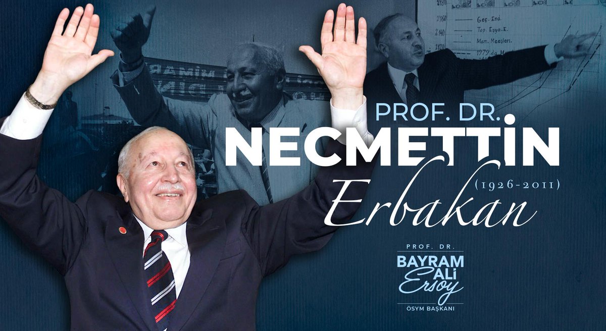 Hayatını ülkesine, milletine ve İslam dünyasının birliğine adayan, ilim, devlet ve siyaset adamı, 54. hükümetin başbakanı Prof. Dr. Necmettin Erbakan hocamızı ahirete irtihalinin yıl dönümünde rahmet ve minnetle yâd ediyorum.