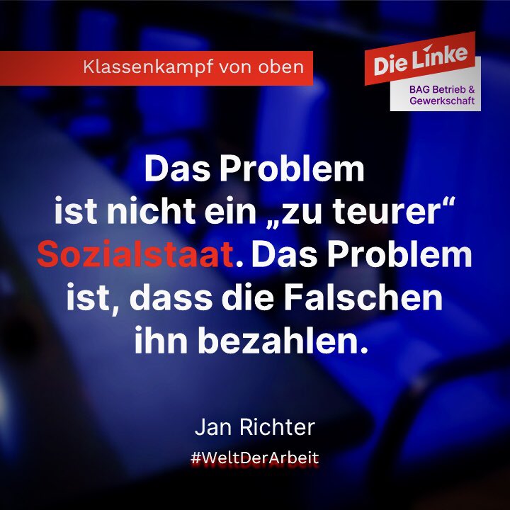 Welt_der_Arbeit's tweet photo. Wer den #Sozialstaat zum Problem erklärt, verfolgt Interessen – nicht Lösungen. Wenn Politiker plötzlich so reden wie Arbeitgeber, sollten bei Beschäftigten die Alarmglocken schrillen, warnt unser Bundessprecher Jan Richter: https://t.co/zgaR9rNR8a https://t.co/67tMMSG3lu