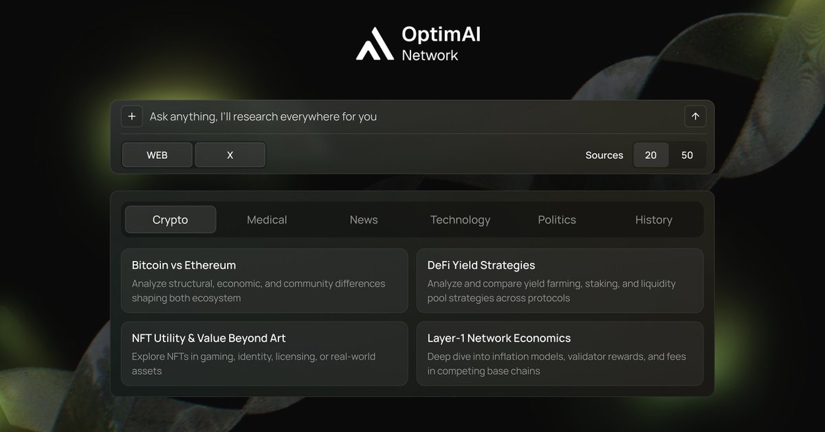 What is the OptimAI Seach?
Which is the OptimAI Search?
How is the OptimAI Search?

Start now
search.optimai.network
