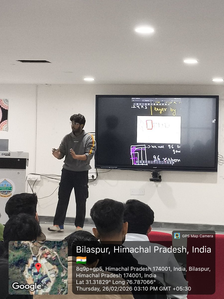 ghecbilaspur_hp's tweet photo. Research Talk | 26 Feb 2026
GATE & Research Club, CSE Society, GHEC Bandla hosted a Research Talk under Dr. Shashi Gurung (HOD, CSE) and Er. Ravi Kumar (Faculty Coordinator).
Raj (3rd Yr.) presented on CNNs, and Bhavya (2nd Yr.) on AlexNet.
#ResearchTalk #CSESociety #AI #GHEC https://t.co/3yzdukr36M