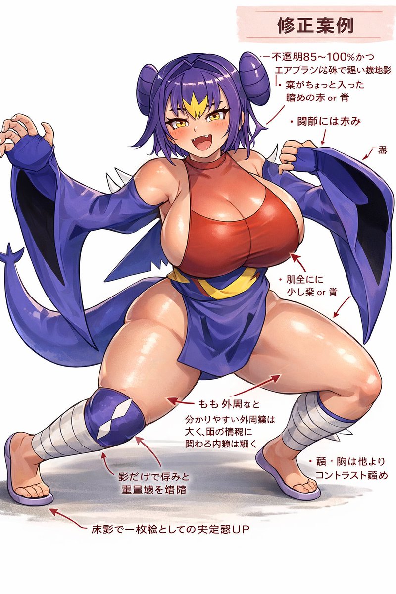 ErromangoLand's tweet photo. 描いた絵を何となくチャットGPTに添削させたら凄え上手すぎて。。泣きそう、ありがたいけどAI怖いなあ。売れる前に潰されそう。しかも太ももとか小さくされたし。。 https://t.co/XyWp2nI77o