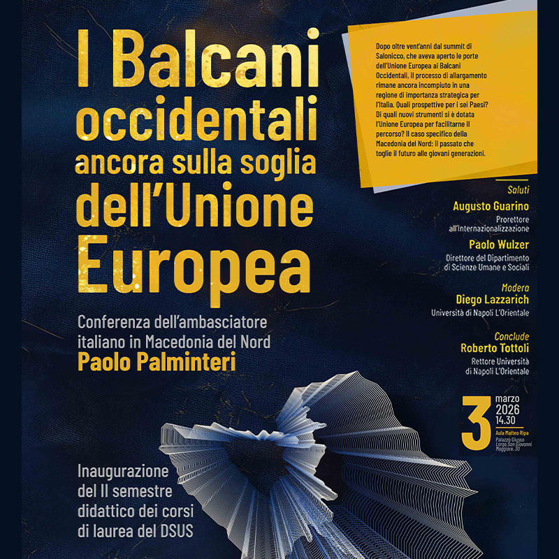 📣 Conferenza dell'Ambasciatore Paolo Palminteri

📍Palazzo Giusso, Aula Matteo Ripa
🗓  3 Marzo 2026
⏰ dalle ore 14:30
🔗 ow.ly/sMlj50YmiC2