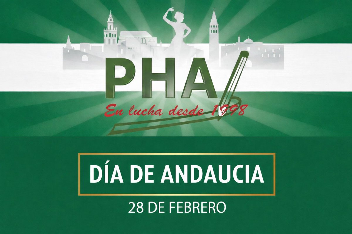 PhaPlataforma's tweet photo. Desde la PHA nos gustaría desear a todos los andaluces y andaluzas, un feliz día de ANDALUCÍA.
#SiempreAdelante
#28F
#DiaDeAndalucia. https://t.co/PGuVWFzaA7