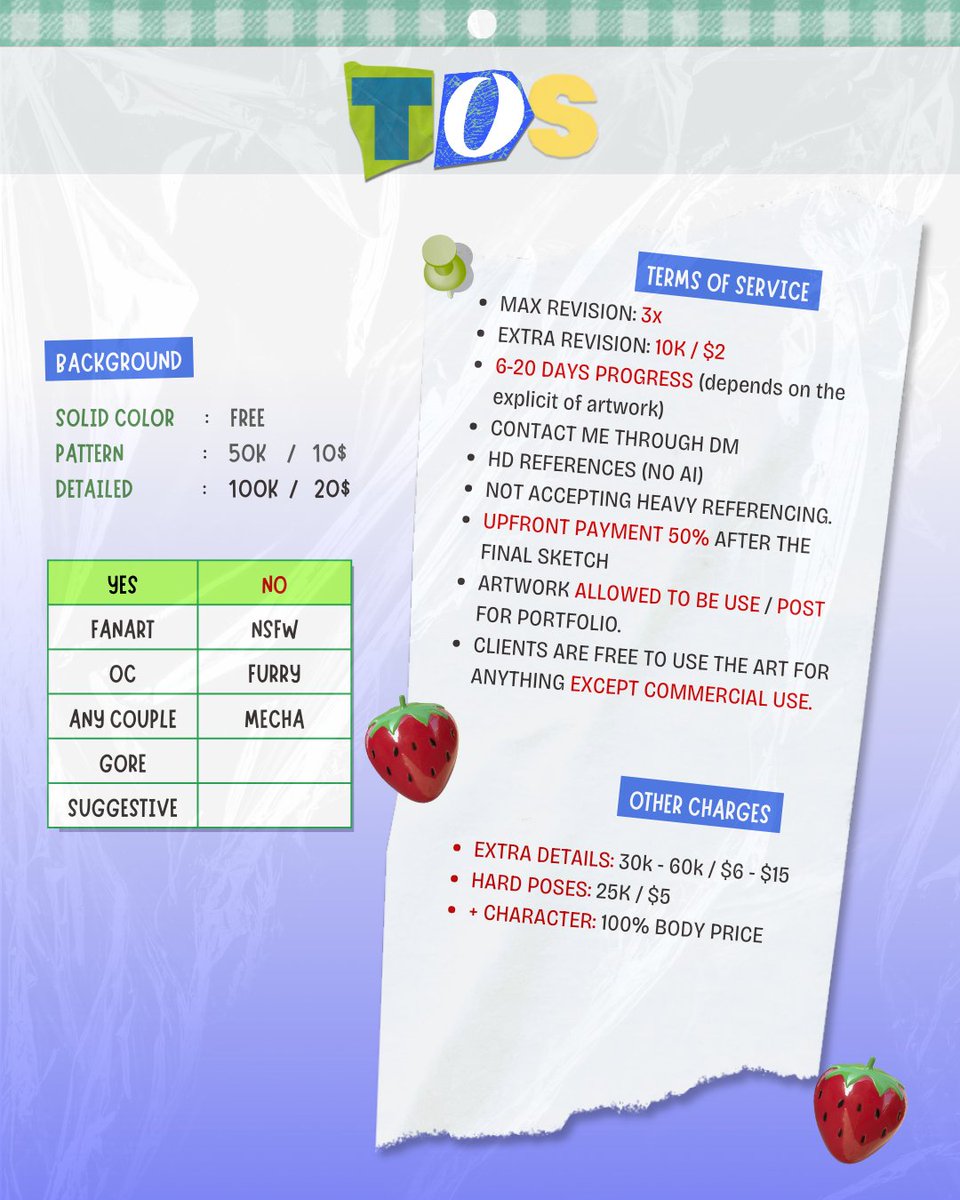 ★ Commission Open !!! ★

(❤ &amp; 🔄 are appreciated!) 

Hii, I'm opening commission again for 5 slots both international and locals. DM me if you are interested (and don't forget to mention after dm) ^^

#commissionopen #artidn <a href="/CmsnArtist_Id/">Rules at Pinned 📌</a>