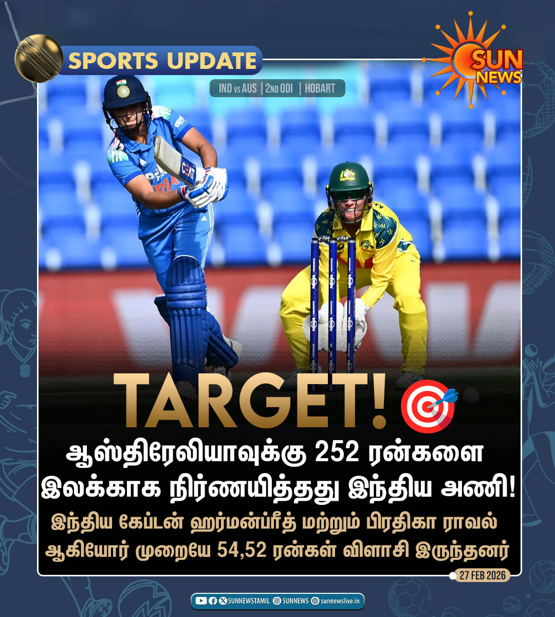 sunnewstamil's tweet image. #SportsUpdate | இலக்கை எட்டுமா ஆஸ்திரேலியா?

#SunNews | #INDvsAUS | #ODI