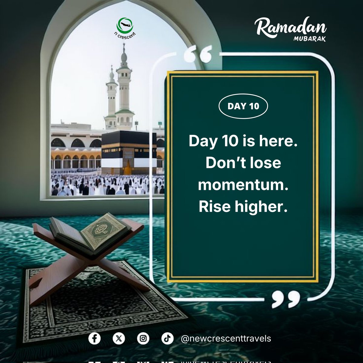 TravelNcrescent's tweet photo. Ramadan is not about how you began.
It’s about how you finish.

Realign your intention. Renew your effort.

🕋 Jumah Mubarak 🕌
From all of us at New Crescent Int'l Travels 

May Allah accept our first ten days and strengthen us for what is ahead. 🤍🌙 https://t.co/iF15YdBvZZ