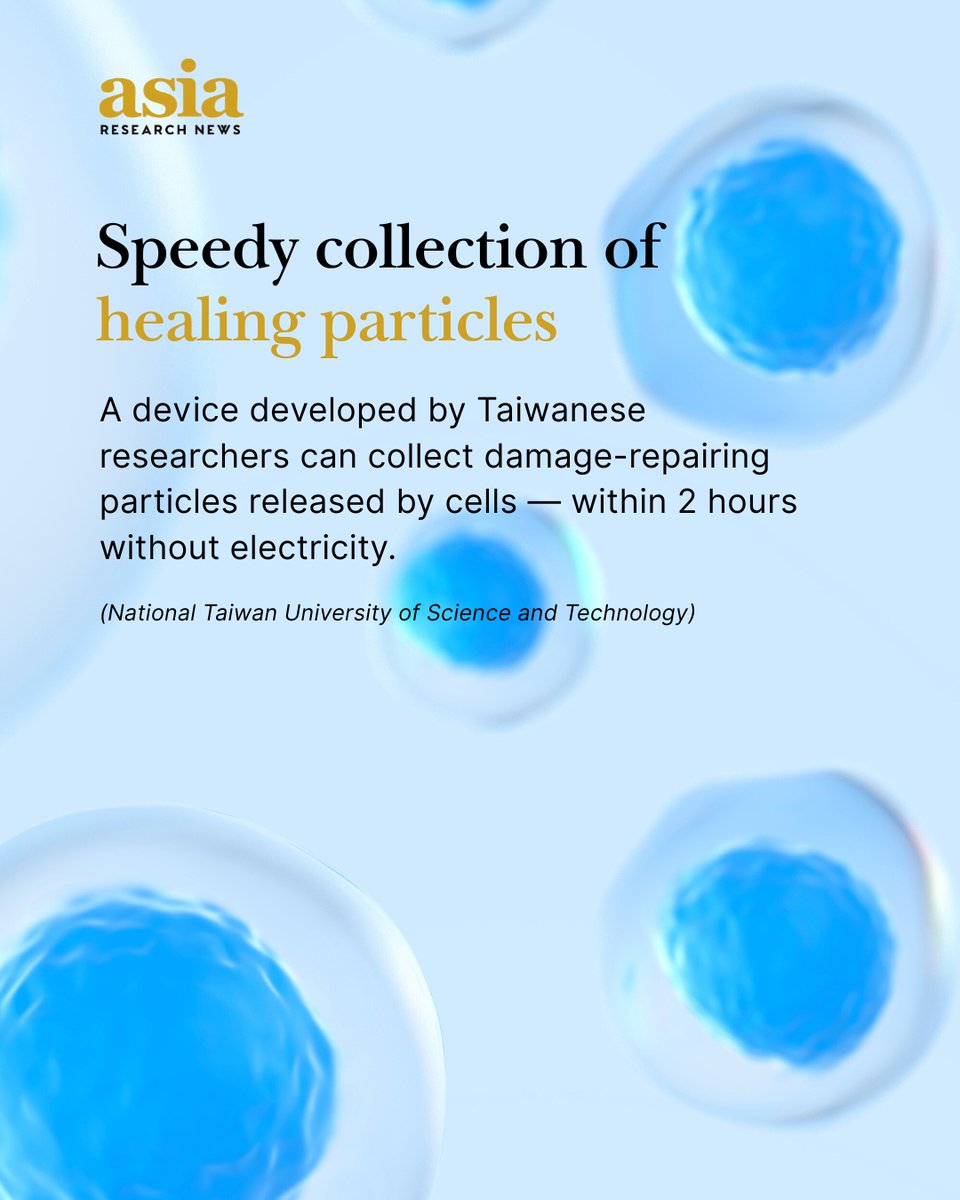 ResearchSEA's tweet image. ⏱️🔬#TaiwanTech researchers developed a device that can collect damage-repairing particles called extracellular vesicles (EVs) — within 2 hours without electricity. 

The innovation could lead to accessible #diagnosis and therapies for #diseases such as heart problems.

Learn