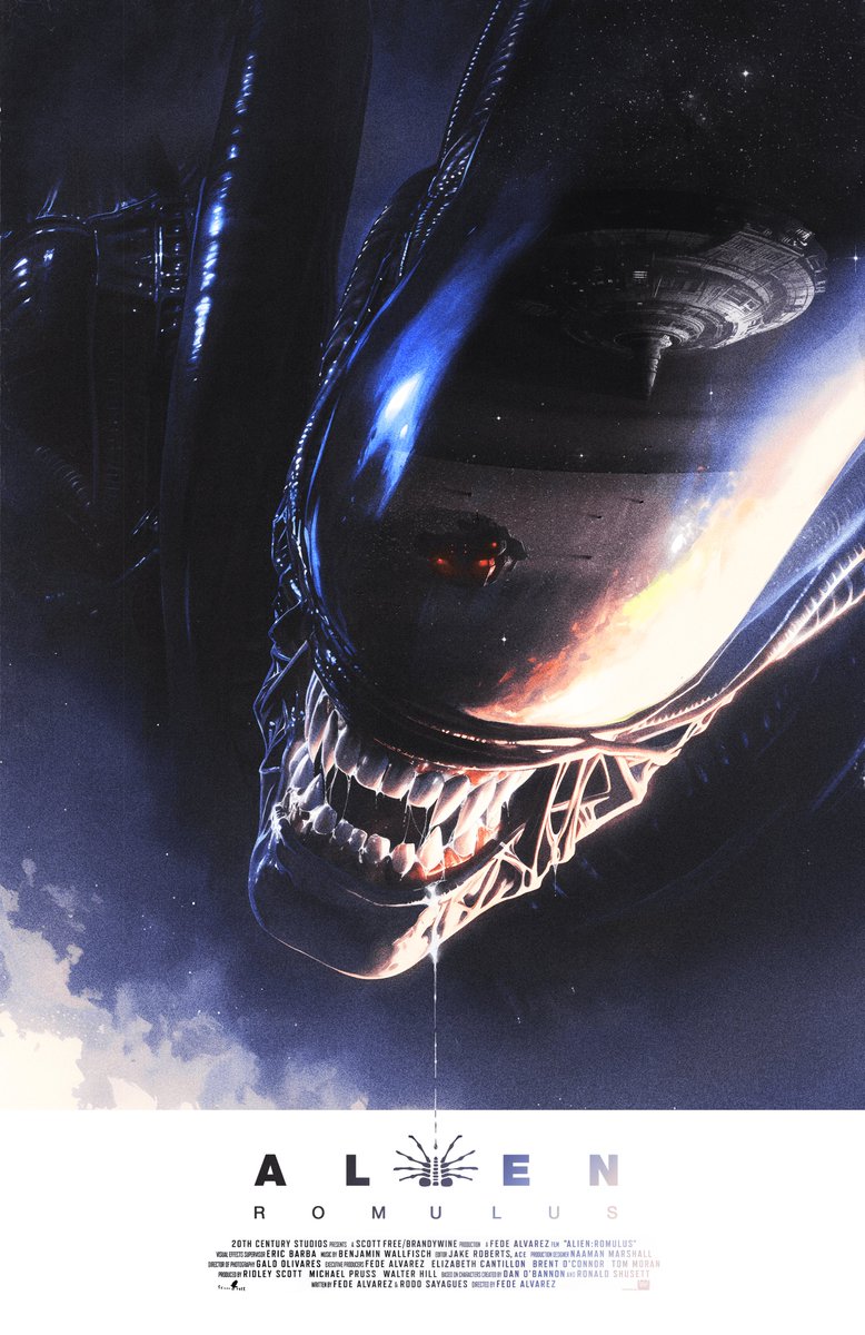 avpgalaxy's tweet image. This fantastic fan poster for Alien: Romulus is the work of Matthew Ceo. #AlienRomulus #Xenomorph #Alien #FedeAlvarez #LegacyEffects #CaileeSpaeny #DavidJonsson #MatthewCeo