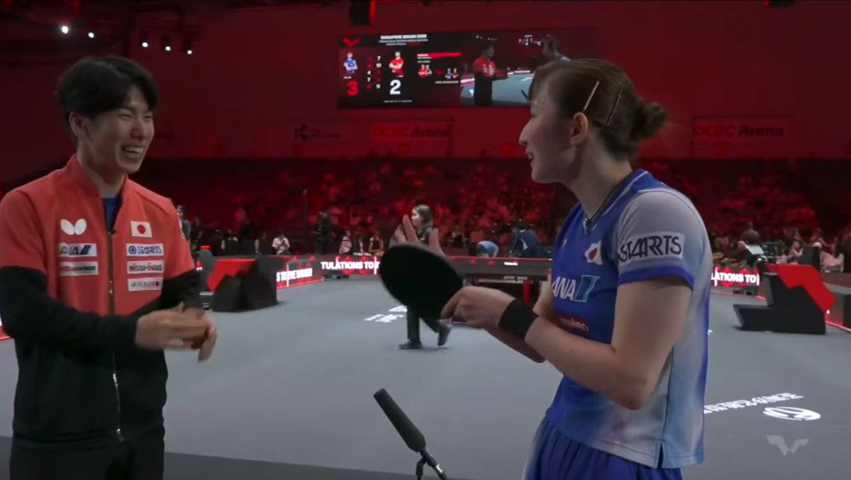 WTTシンガポールスマッシュ2026🇸🇬 WS R16 🇯🇵早田ひな 3-2 蒯曼