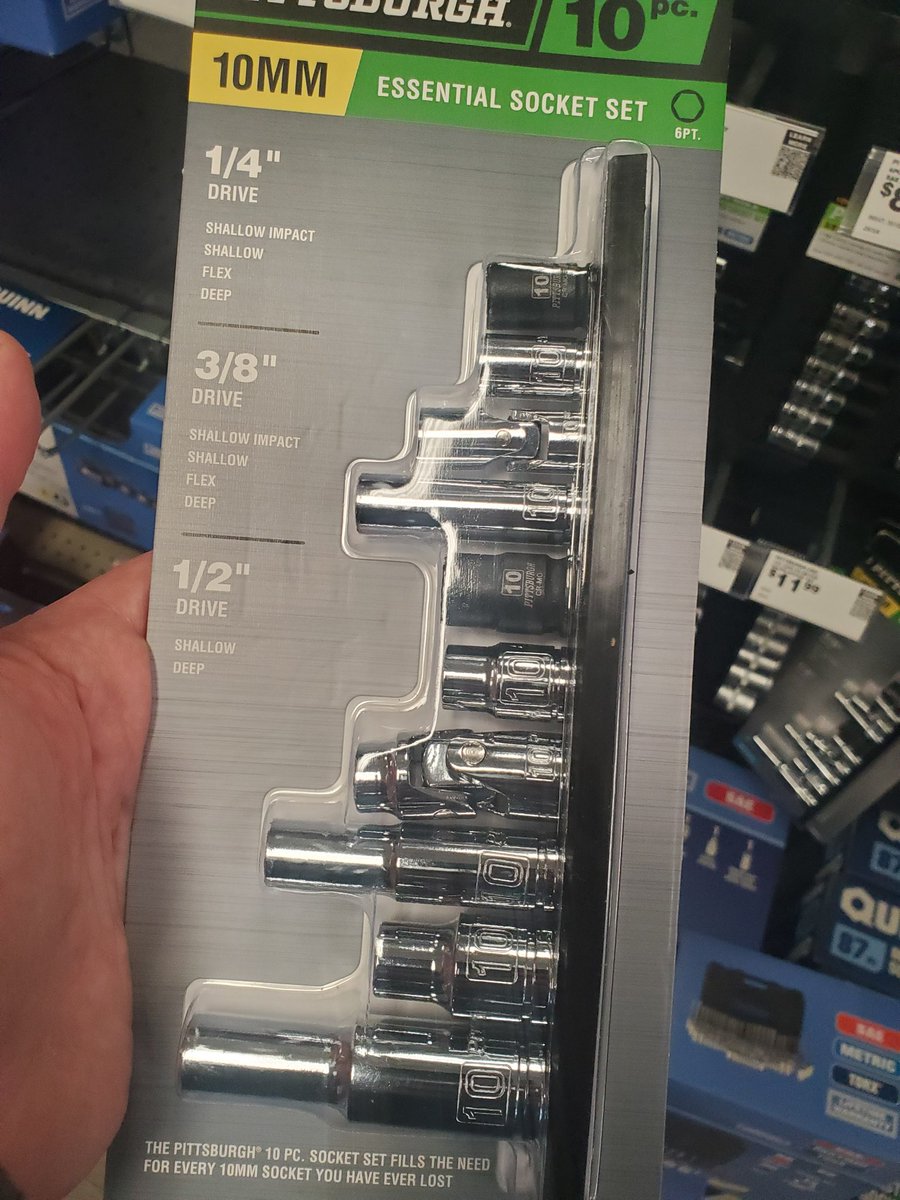 Can anyone explain to me the 10 mm conspiracy?

In years past, every tool kit I bought would be missing 10mm options. Most of my cars needed 10mm sockets or wrenches. Saw this kit yesterday at Harbor Tool. Made me laugh. Almost bought it for my boys as a stocking stuffing gimic.