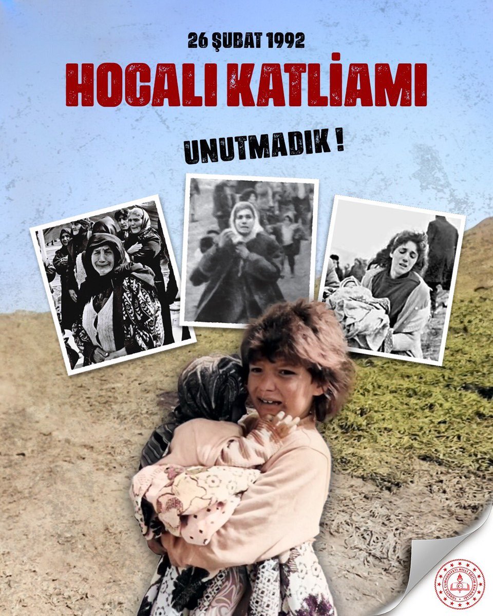 İnsanlık tarihine kara bir leke olarak geçen #HocalıKatliamı’nın acısını yüreğimizde hissediyor, tam 34 yıl önce #Hocalı’da vahşice katledilip şehadete yürüyen Azerbaycanlı kardeşlerimizi saygı ve rahmetle anıyorum.

#İkiDevletTekMillet 🇹🇷🇦🇿