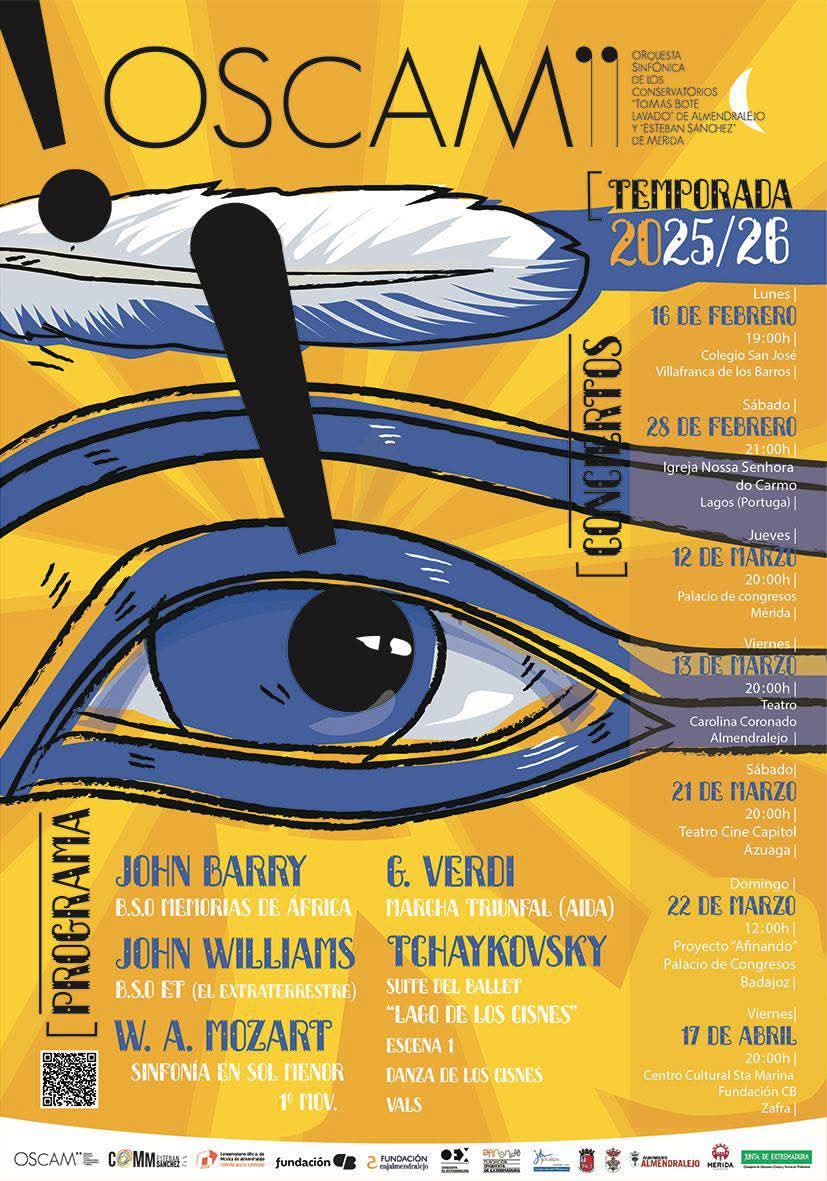 El sábado dia 28 de febrero la OSCAM ofrecerá el segundo concierto de la temporada en Lagos (Portugal), donde nos recibirán nuestros amigos del Conservatório de Música e Artes de Lagos.
🕘 A las 21h. (hora local)
📍 Igreja Nossa Senhora do Carmo, Lagos 
❗️ENTRADA LIBRE