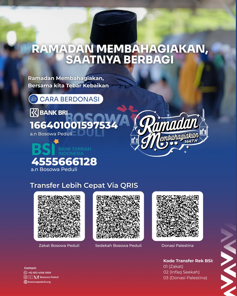 bosowapeduli's tweet photo. “Ramadan Membahagiakan Bersama Bosowa Peduli”
Mari Berdonasi Via Transfer Bank dan Via Qris. Setiap rupiah yang Anda berikan adalah secercah bagi mereka
#bosowapeduli #ramadanmembahagiakan #membangunharapan https://t.co/IZzDFer3tV