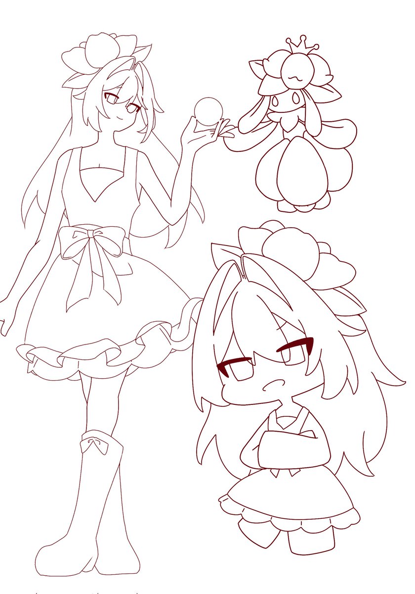 色塗りは明日の自分にぶん投げて趣味絵を進めます