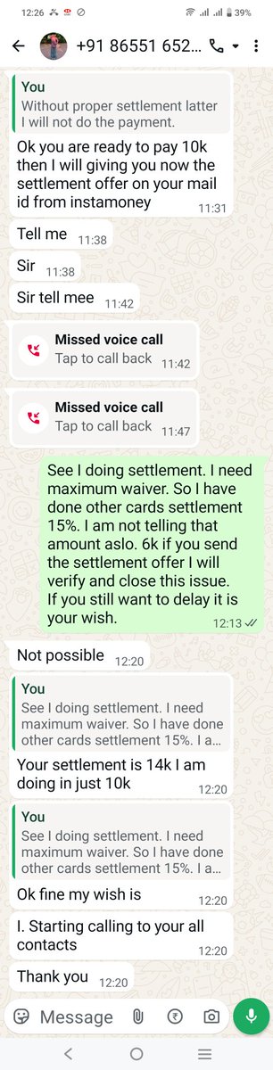 jsreenuvasu's tweet photo. @InstaMoneyApp @Instamoney_co @RBI 
I am getting bassment and threatening messages from this number 86551 65223. They are telling will call my all contacts. I ready for settlement for 6k. I am attsching the screenshot FYI.
Loan#LOA-56MJNBNS https://t.co/Mb4Bbg50gp