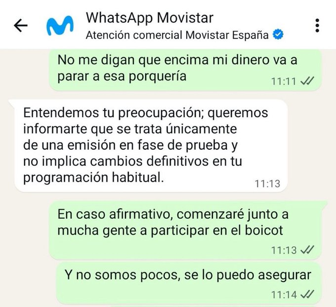 Causa más que justificada para boicotear a <a href="/MovistarPlus/">Movistar Plus+</a> , emisión del antisistema y antiespañol de un programa que incita al odio, a la narcodictadura y al asesinato de quién no piensa como ellos.