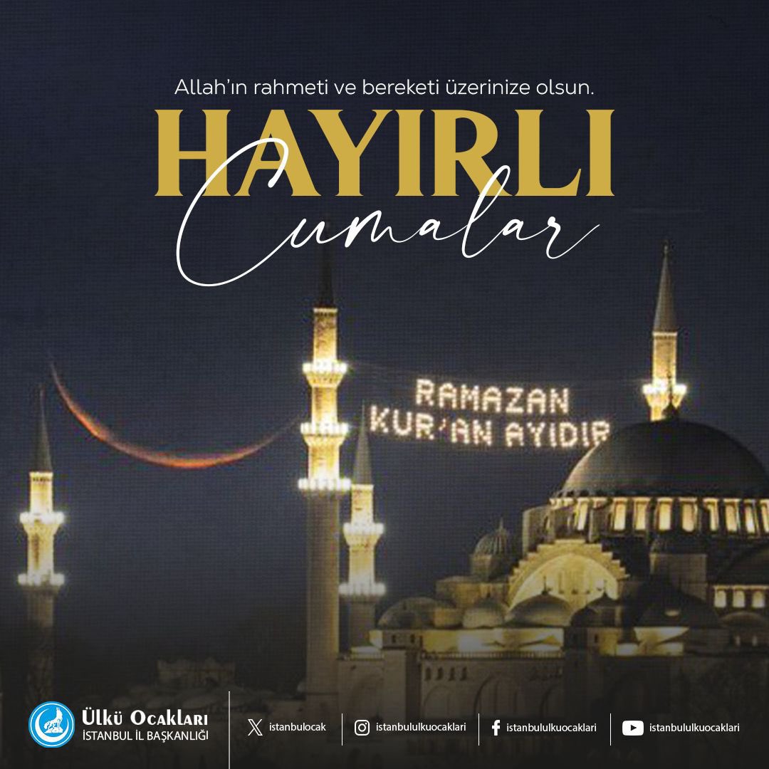 Allah’ın rahmeti ve bereketi üzerinize olsun. Dualarınız kabul, cumamız mübarek olsun. #HayırlıCumalar 🇹🇷