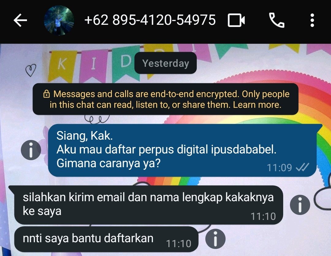 Kabar baik! Buku langka ini bisa dibaca gratis di perpus digital iPusdaBabel! 

Silakan download aplikasinya Google Play/App Store. Lalu hubungi staf Perpusda a.n Rada dg nomor berikut utk dibuatkan akunnya.

Setelah itu, selamat membatja!

Cc: <a href="/sejutaluka/">Hadi Putra ✨</a> <a href="/senogp/">Seno GP</a> <a href="/LiterasiFess/">Literasi Fess</a>