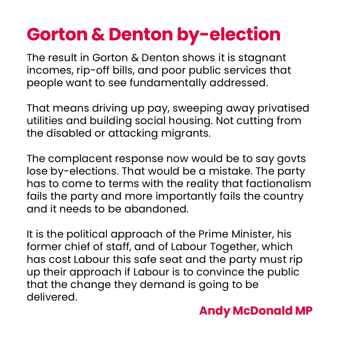 AndyMcDonaldMP's tweet photo. My thoughts on the Gorton &amp; Denton by-election result. https://t.co/x1OrBwysjg