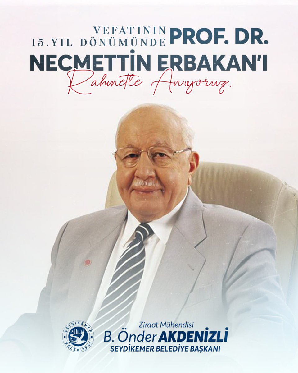 Merhum Prof. Dr. Necmettin Erbakan Hocamızı vefatının 15. yıl dönümünde hürmet, minnet ve rahmetle yâd ediyorum.