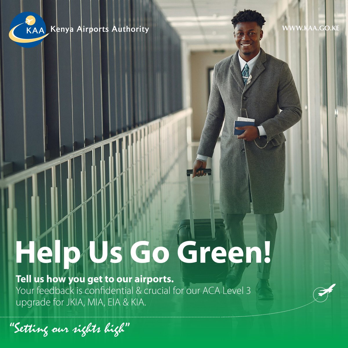 KenyaAirports's tweet image. 🌍 Help us maintain our commitment to reducing our carbon footprint! Our 4 airports are renewing their Level 3 certification in the @AirportCO2 program (#ACA).  
Participate in this short, confidential survey 🔗: docs.google.com/forms/d/e/1FAI… to support our #ACA accreditation renewal.