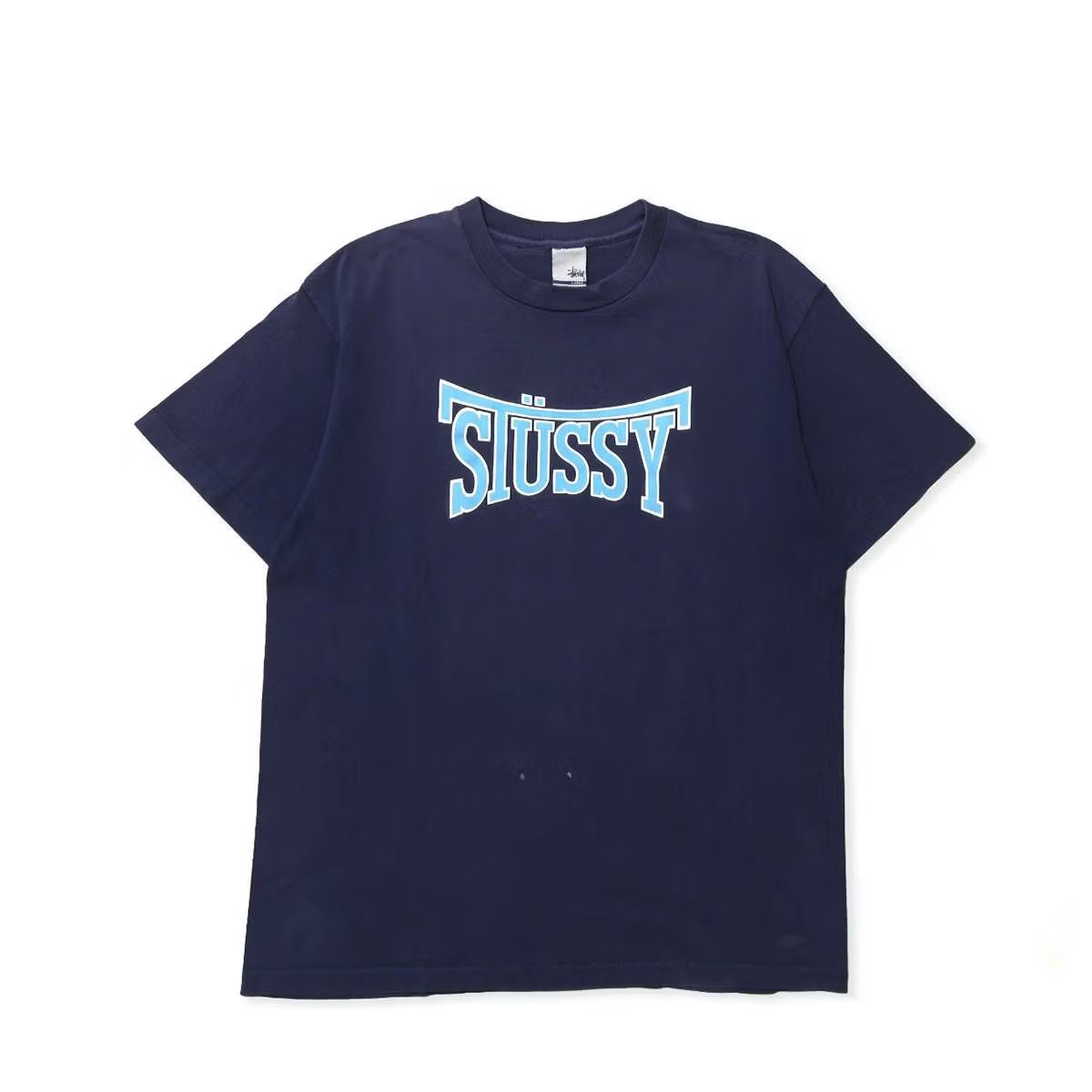 Stussy Silver-Tag Made in USA Arched Logo TEE NAVY | MFC STORE