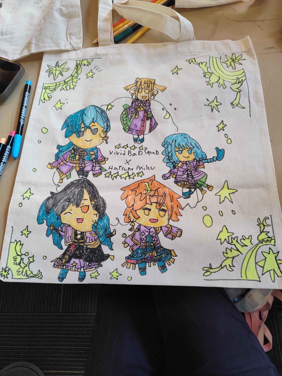 Created a kousanka vivid bad squad tote bag. I drew on it #CST_Creations