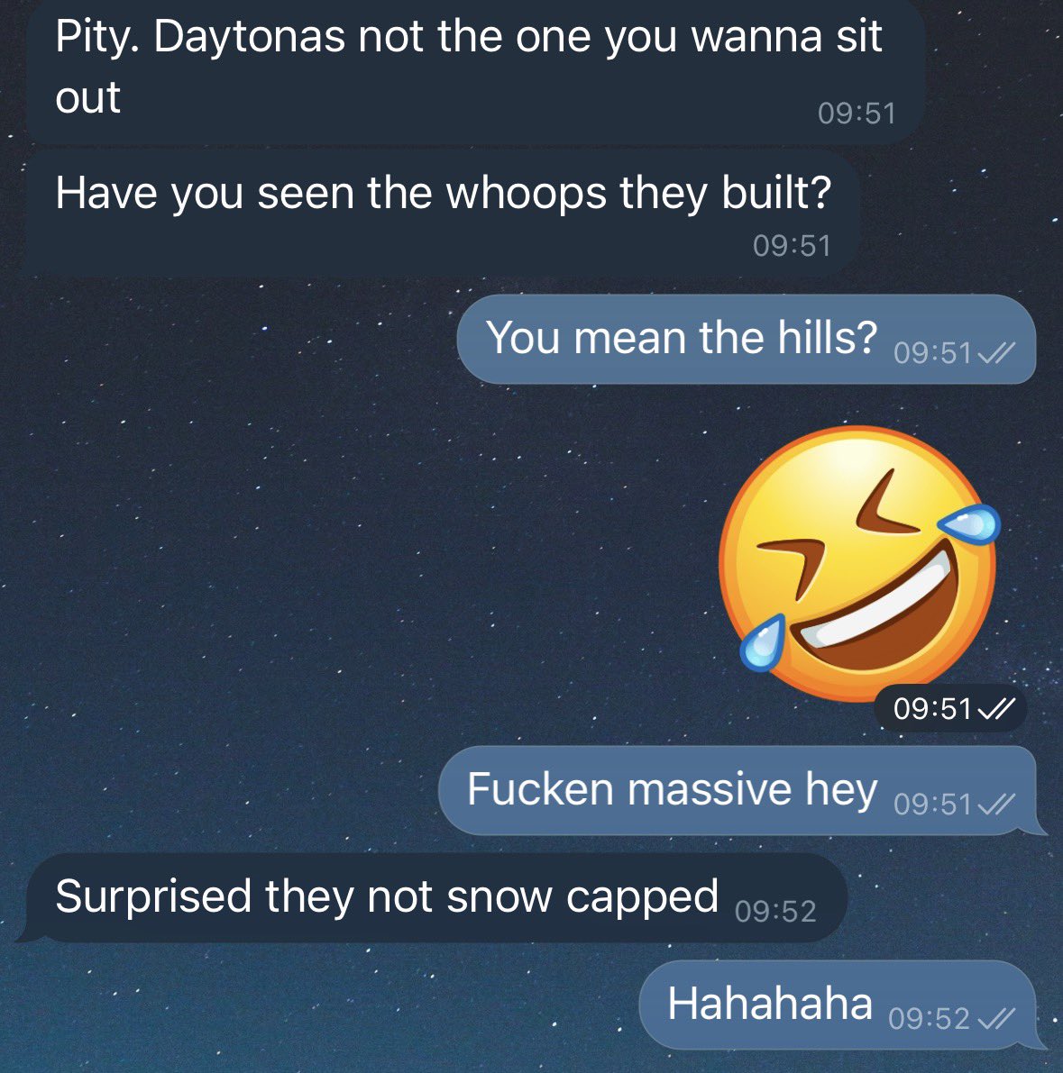 Convo on the Daytona whoops for this weekends race 🤣