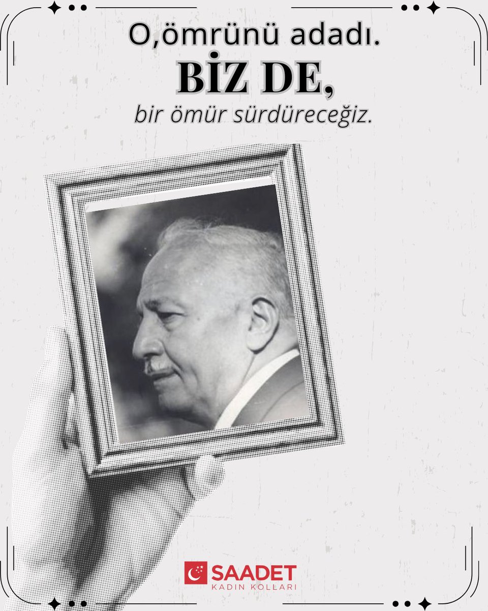 SaadetKadin's tweet photo. O ömrünü adadı. Biz de bir ömür sürdüreceğiz. 

#erbakan https://t.co/CapO6acNOe